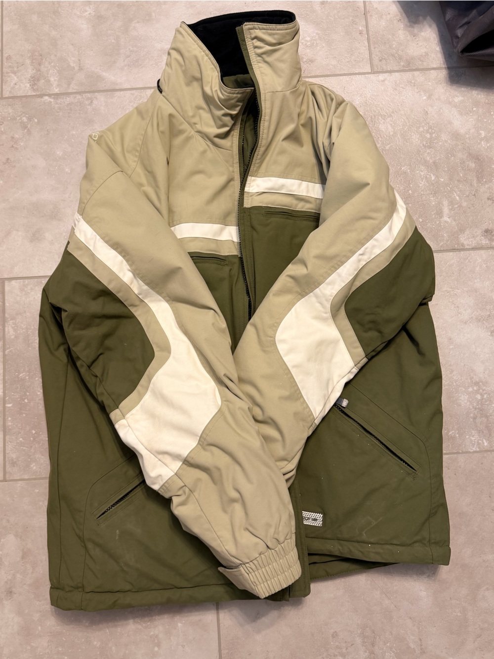 Rip Curl Olive Green and Beige Ski Jacket